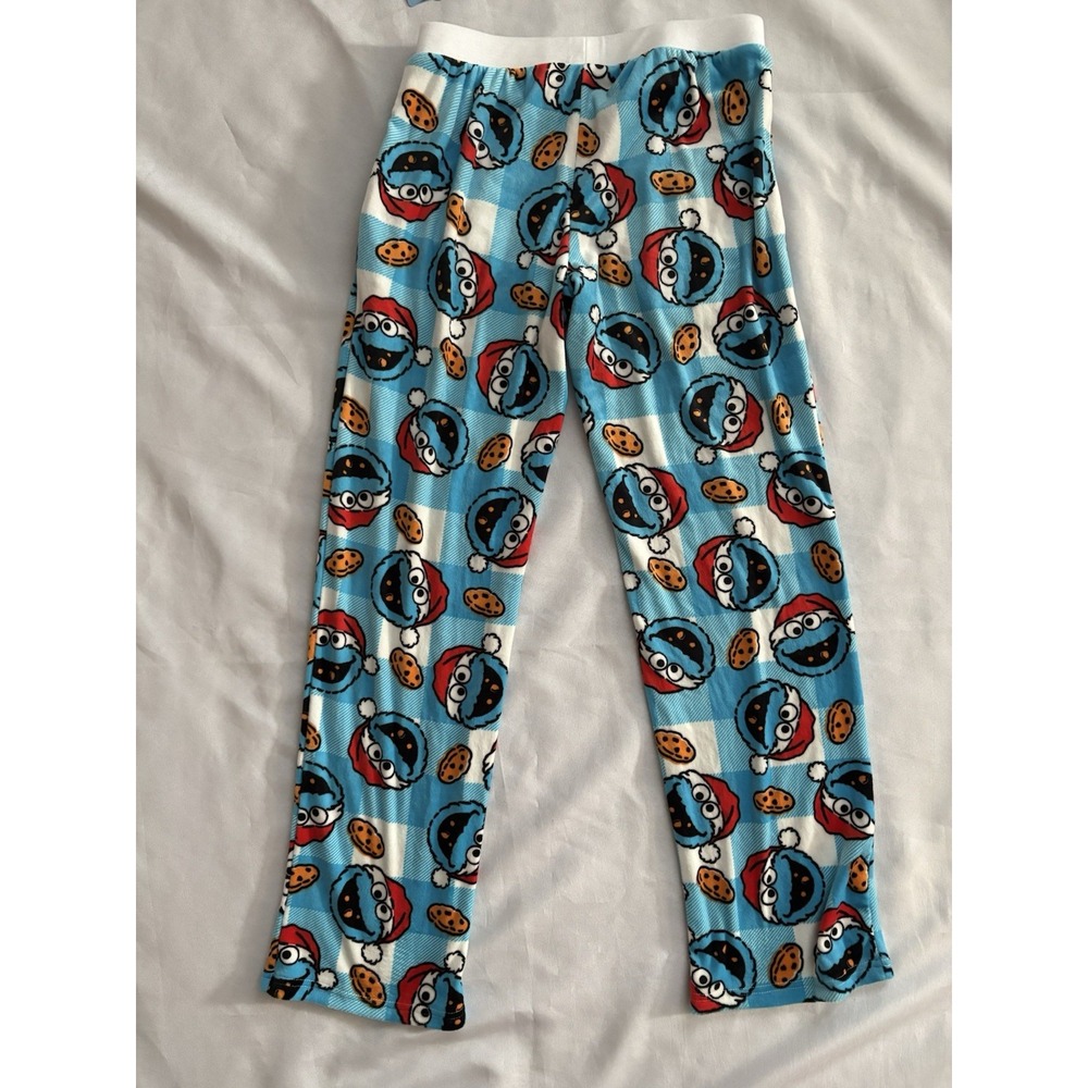 NEW Cookie Monster Allover Pattern Plush Pajama Pants Xmas PANTS SIZE SMALL